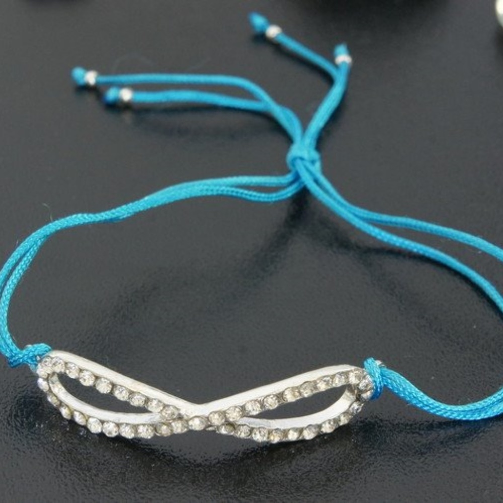 Blue Adjustable Drawstring Infinity Bracelet